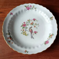6 assiettes creuses vintage, porcelaine Vitriam France