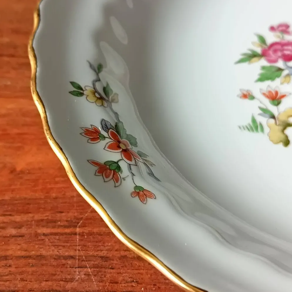 6 assiettes creuses vintage, porcelaine Vitriam France