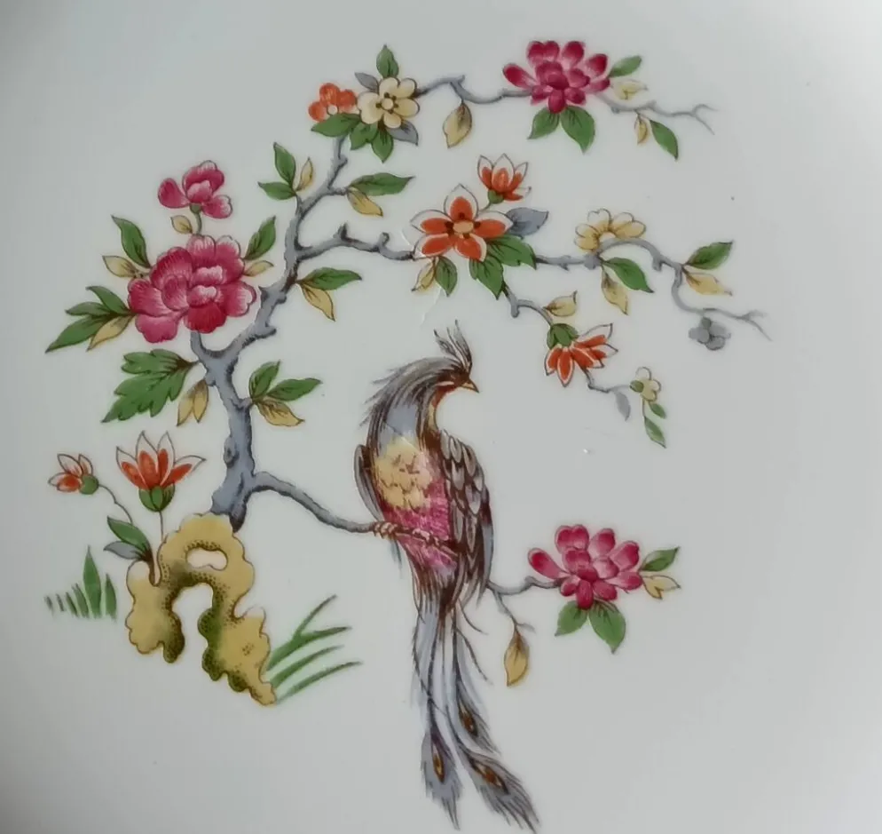 6 assiettes creuses vintage, porcelaine Vitriam France