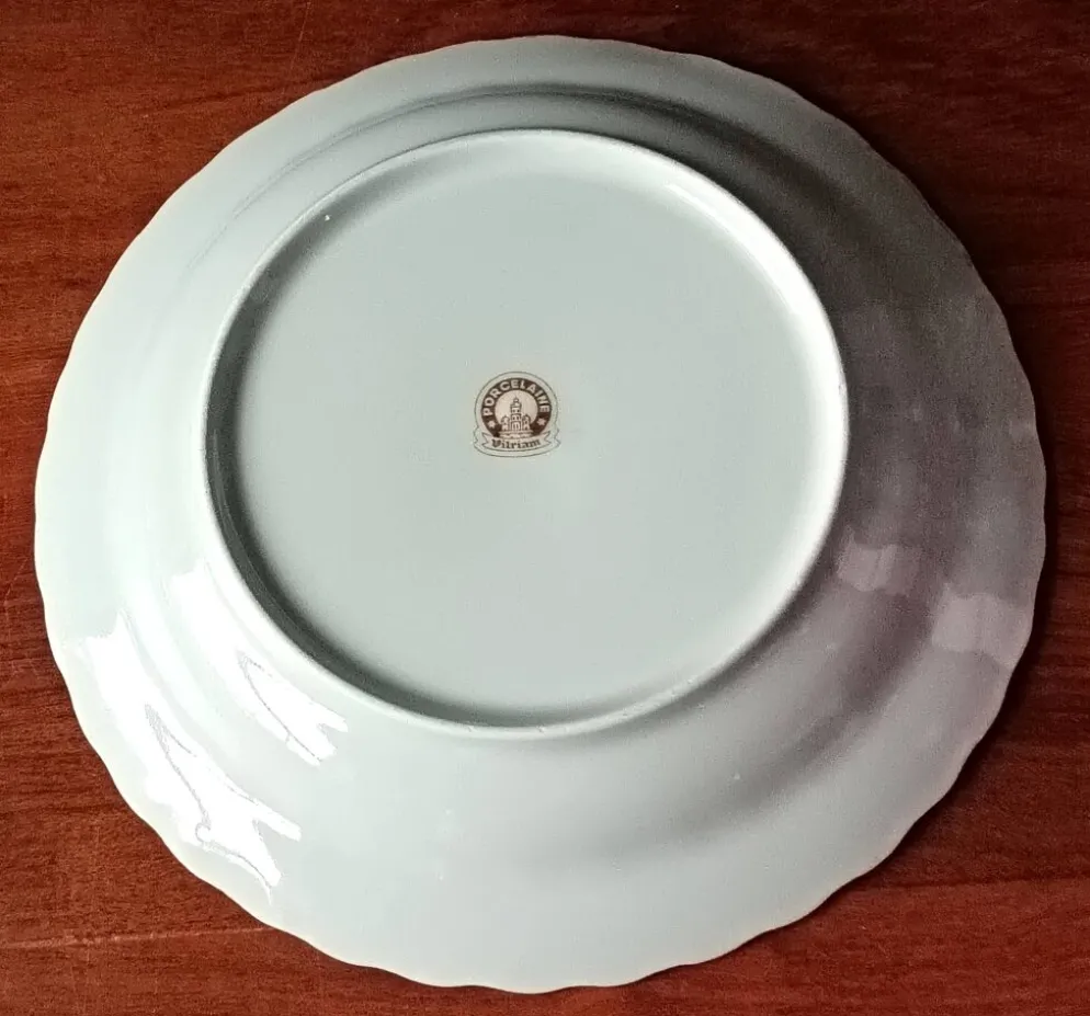 6 assiettes creuses vintage, porcelaine Vitriam France