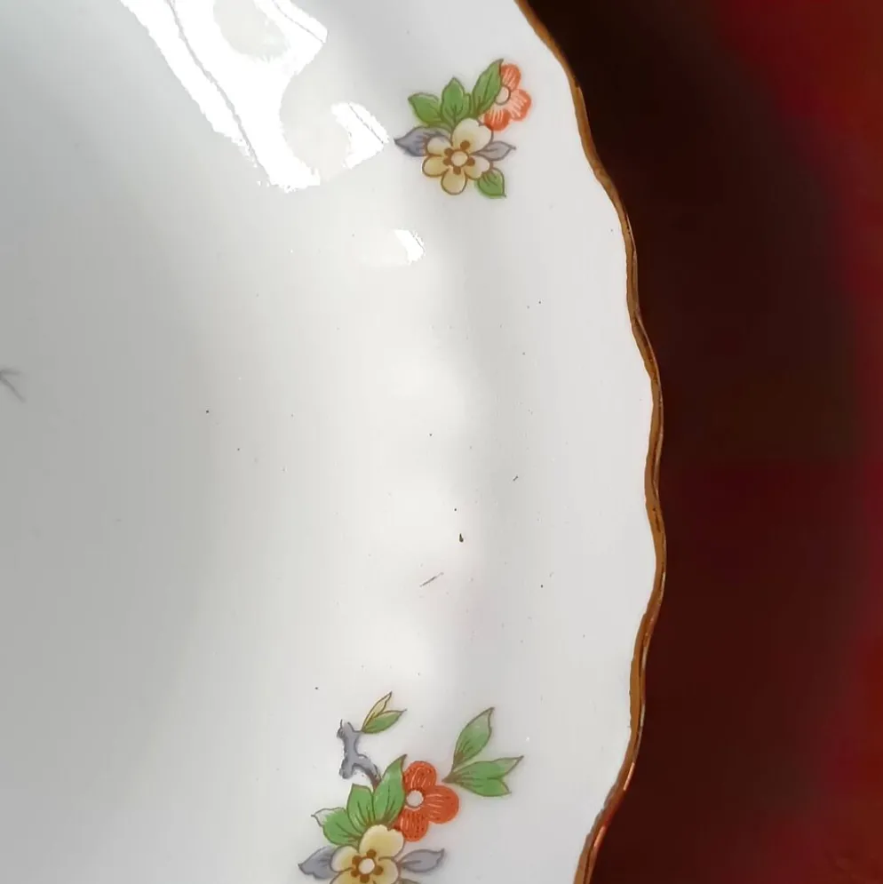 6 assiettes creuses vintage, porcelaine Vitriam France