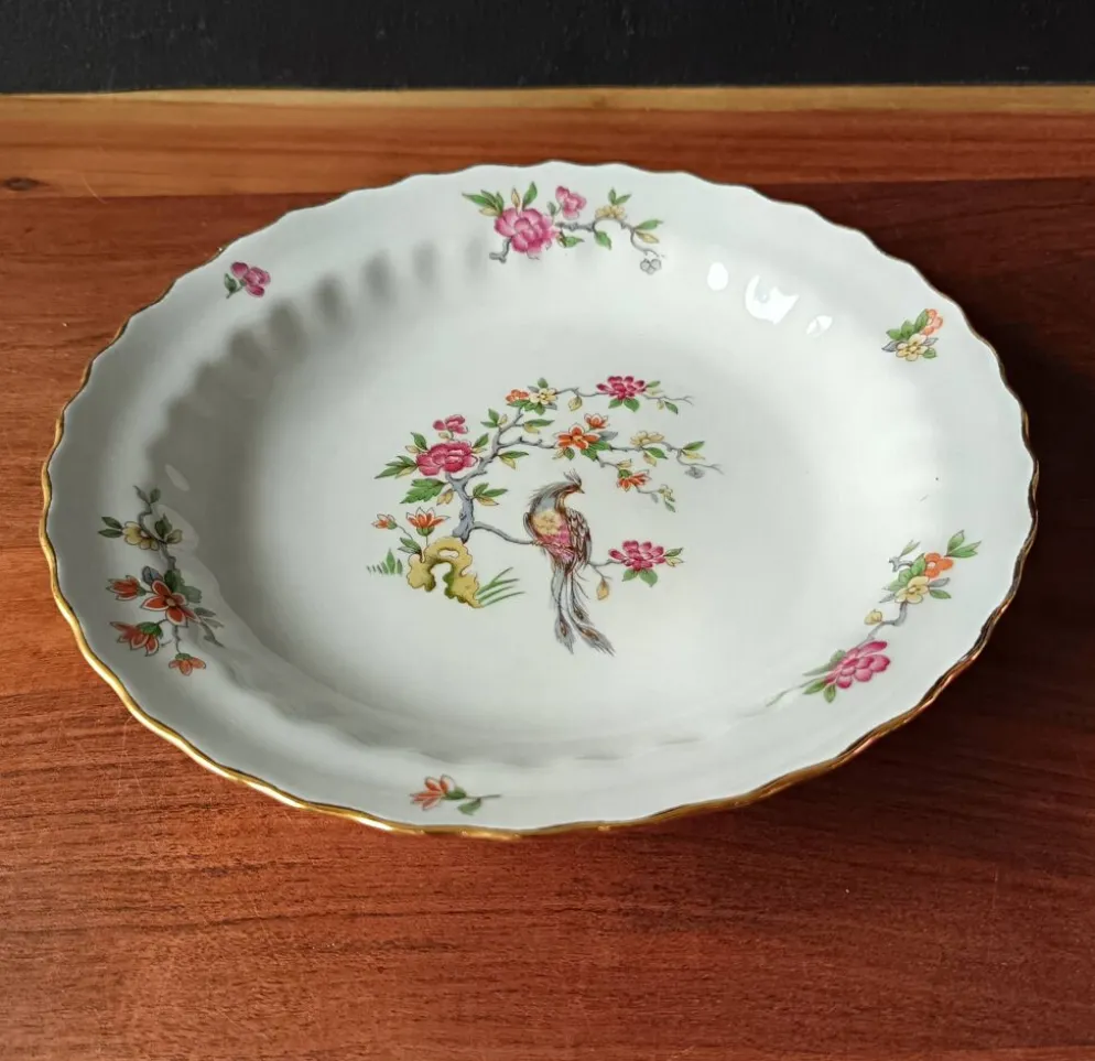 6 assiettes creuses vintage, porcelaine Vitriam France