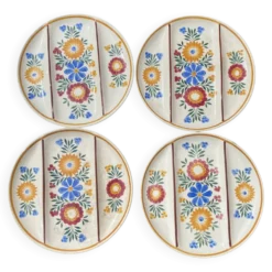 Assiettes décor floral peint Printemps