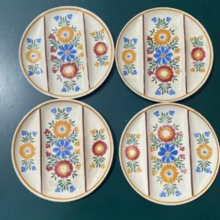 Assiettes décor floral peint Printemps