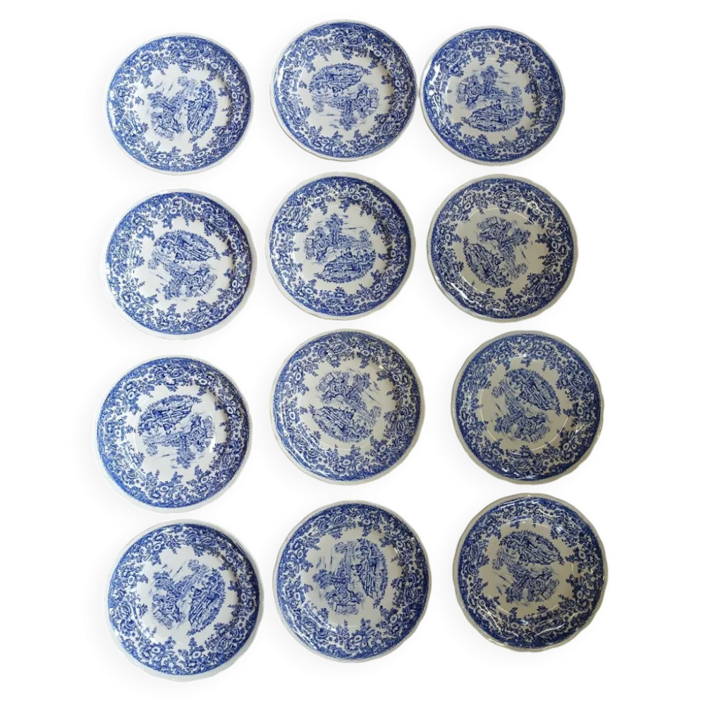 12 assiettes à dessert anciennes Lunéville KG