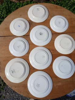 10 assiettes à dessert anciennes dépareillées