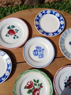 10 assiettes à dessert anciennes dépareillées