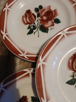 6 assiettes à dessert anciennes Digoin et Sarreguemines
