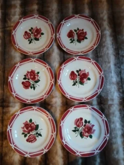 6 assiettes à dessert anciennes Digoin et Sarreguemines