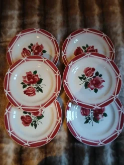 6 assiettes à dessert anciennes Digoin et Sarreguemines