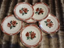 6 assiettes à dessert anciennes Digoin et Sarreguemines