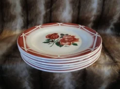 6 assiettes à dessert anciennes Digoin et Sarreguemines