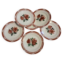 6 assiettes à dessert anciennes Digoin et Sarreguemines
