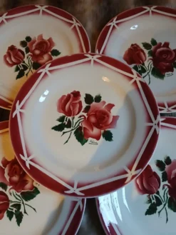 6 assiettes à dessert anciennes Digoin et Sarreguemines