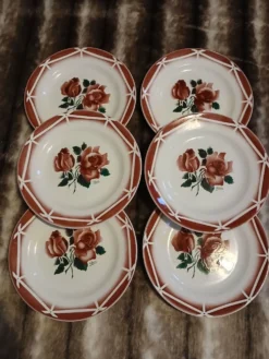 6 assiettes à dessert anciennes Digoin et Sarreguemines