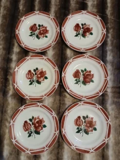 6 assiettes à dessert anciennes Digoin et Sarreguemines
