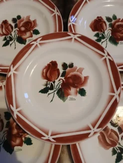 6 assiettes à dessert anciennes Digoin et Sarreguemines