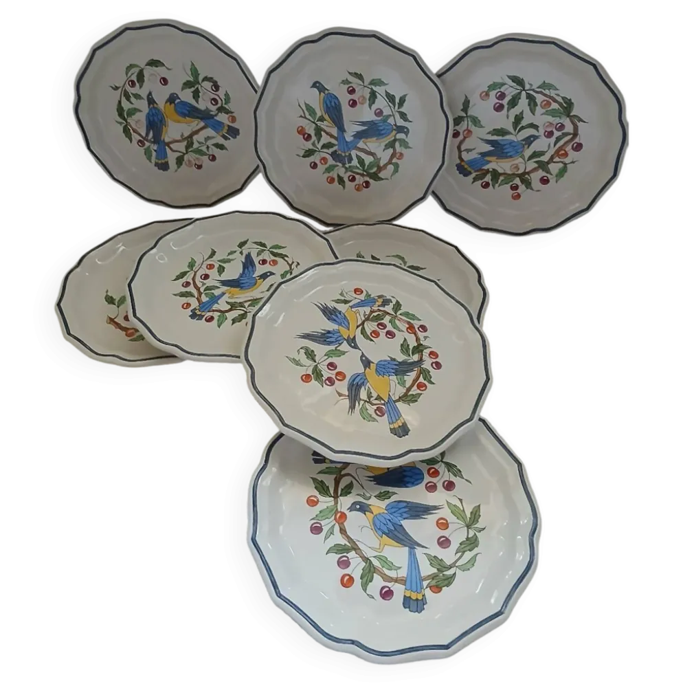 8 assiettes à dessert anciennes Salins