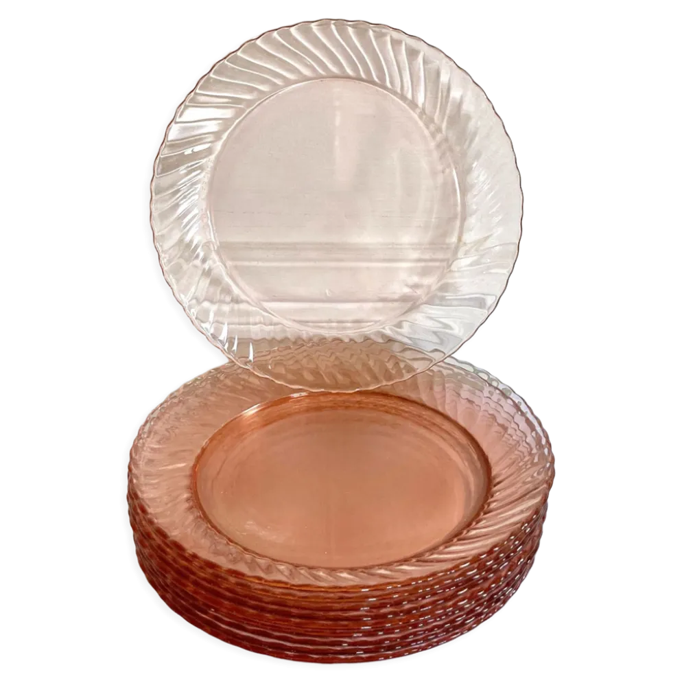10 assiettes à dessert Arcoroc roses