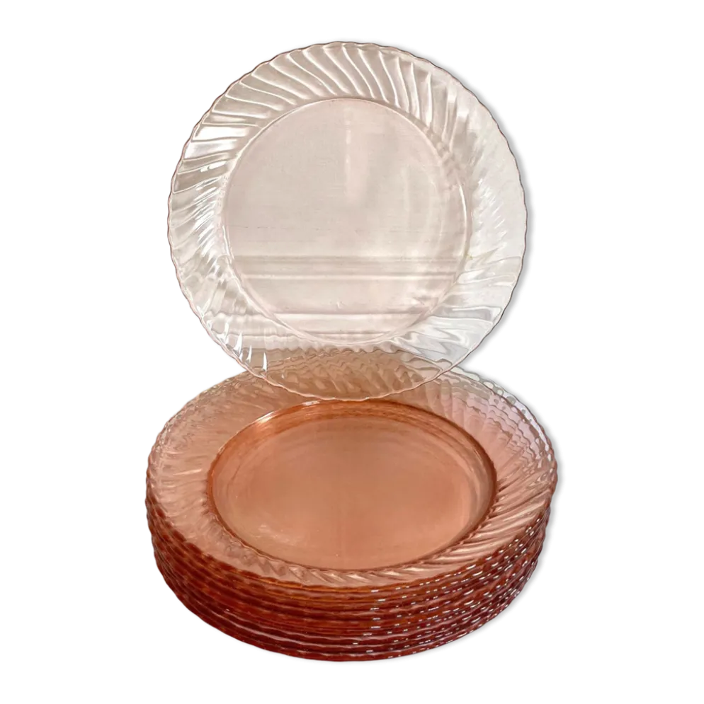 10 assiettes à dessert Arcoroc roses