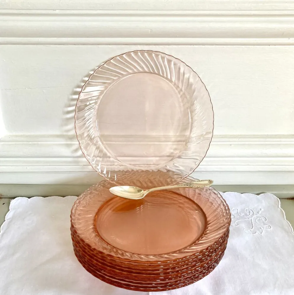 10 assiettes à dessert Arcoroc roses