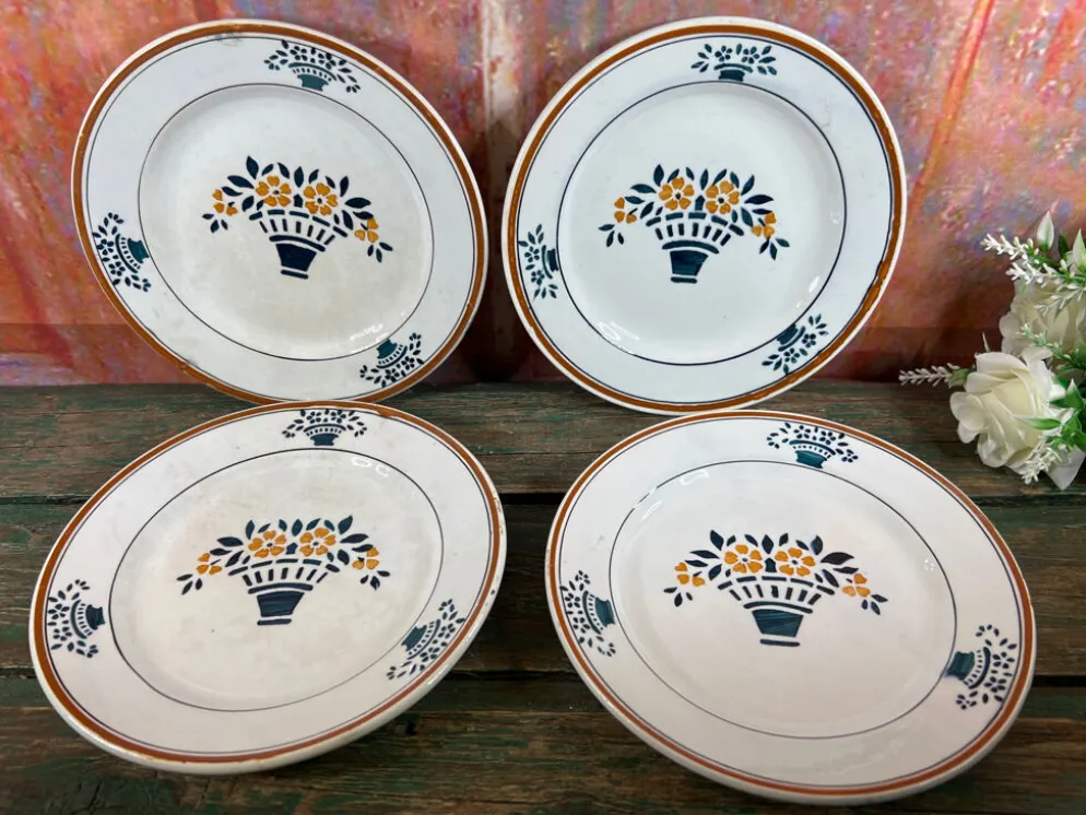4 assiettes dessert art nouveau Moulin des Loups