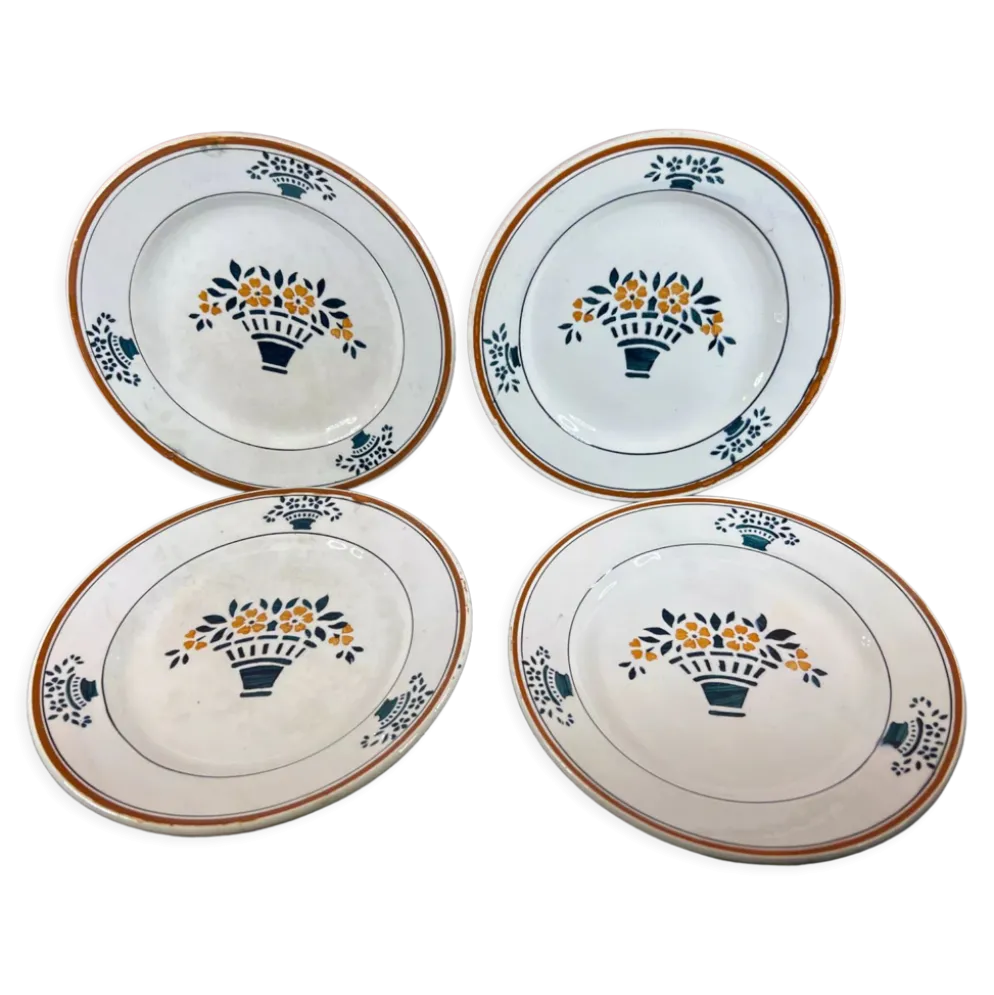 4 assiettes dessert art nouveau Moulin des Loups