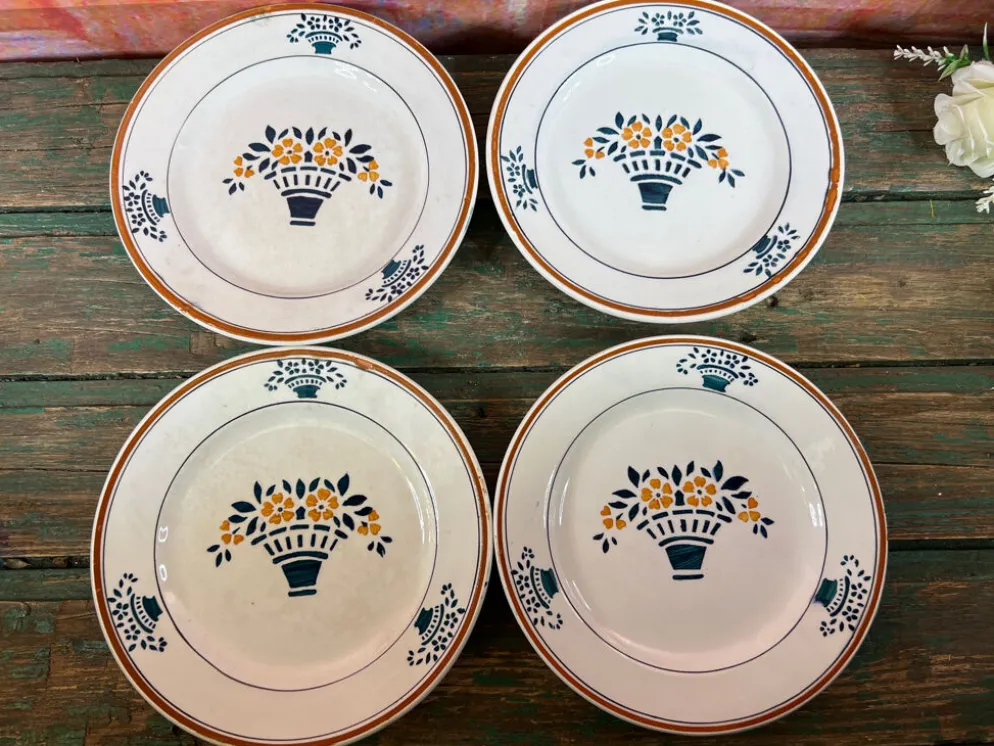 4 assiettes dessert art nouveau Moulin des Loups