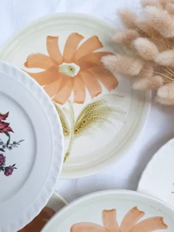 Assiettes à dessert avec fleurs St Amand et Galluis