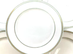 5 assiettes dessert blanche avec liseré vert 19,5cm