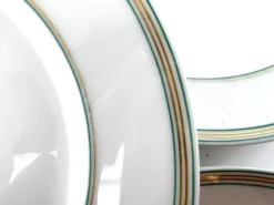 5 assiettes dessert blanche avec liseré vert 19,5cm