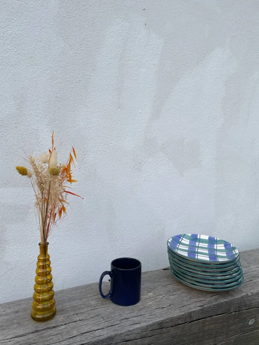 8 assiettes à dessert à carreaux verte et bleu