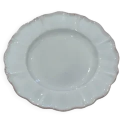 6 assiettes à dessert en céramique frangée blanche et rose