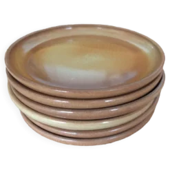 6 assiettes à dessert en grès