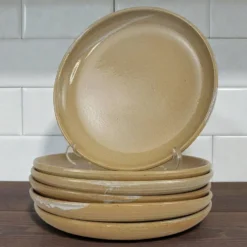 6 assiettes à dessert en grès Poterie Auger