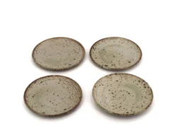 Assiettes à dessert en grès pyrité de Gustave Tiffoche céramique années 70