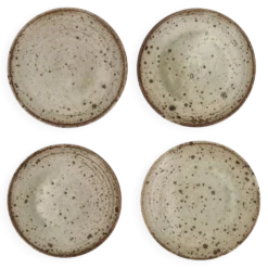 Assiettes à dessert en grès pyrité de Gustave Tiffoche céramique années 70