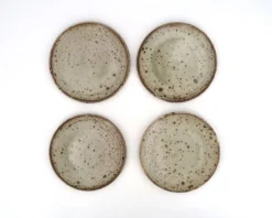Assiettes à dessert en grès pyrité de Gustave Tiffoche céramique années 70