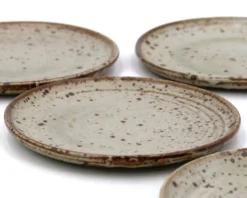 Assiettes à dessert en grès pyrité de Gustave Tiffoche céramique années 70