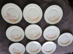 10 assiettes à dessert en porcelaine de Limoges France