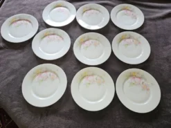 10 assiettes à dessert en porcelaine de Limoges France