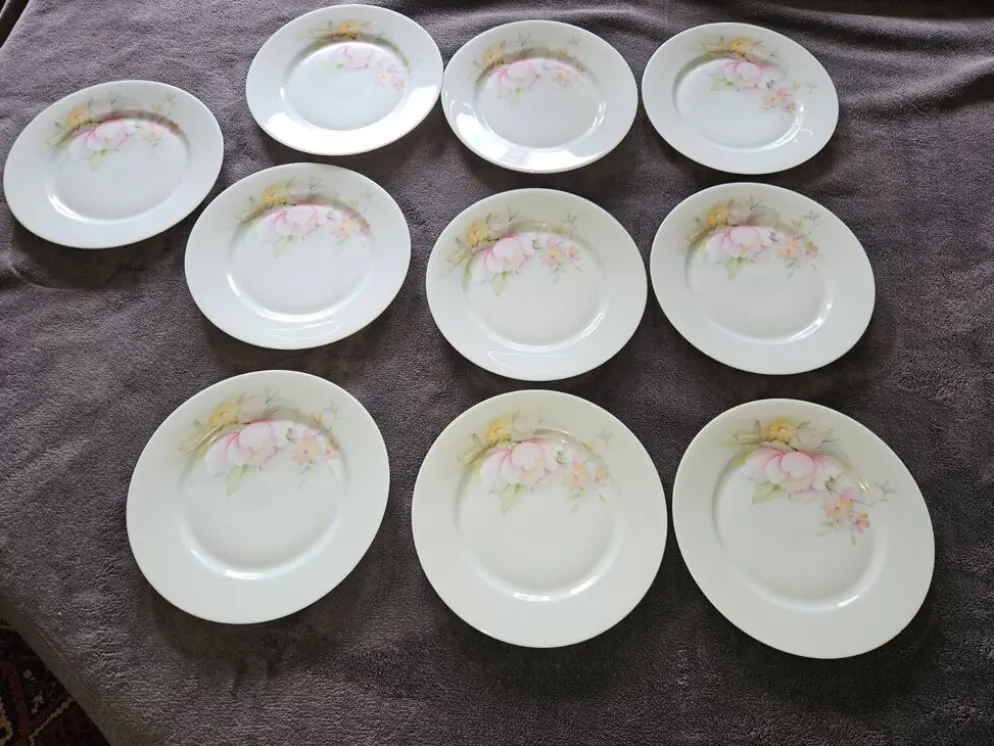 10 assiettes à dessert en porcelaine de Limoges France