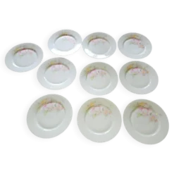 10 assiettes à dessert en porcelaine de Limoges France