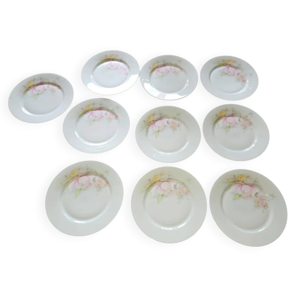 10 assiettes à dessert en porcelaine de Limoges France