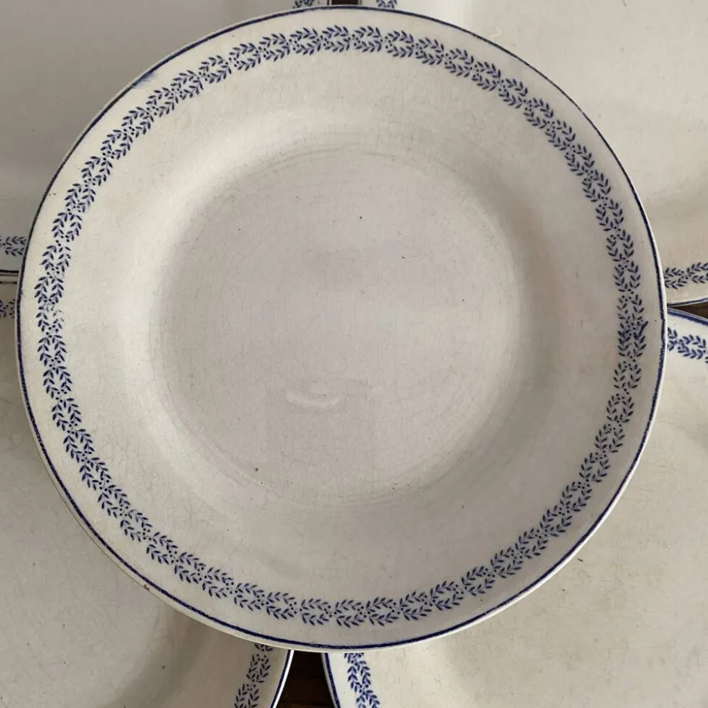 Assiettes à dessert en terre d efer Creil et Montereau service Reuil
