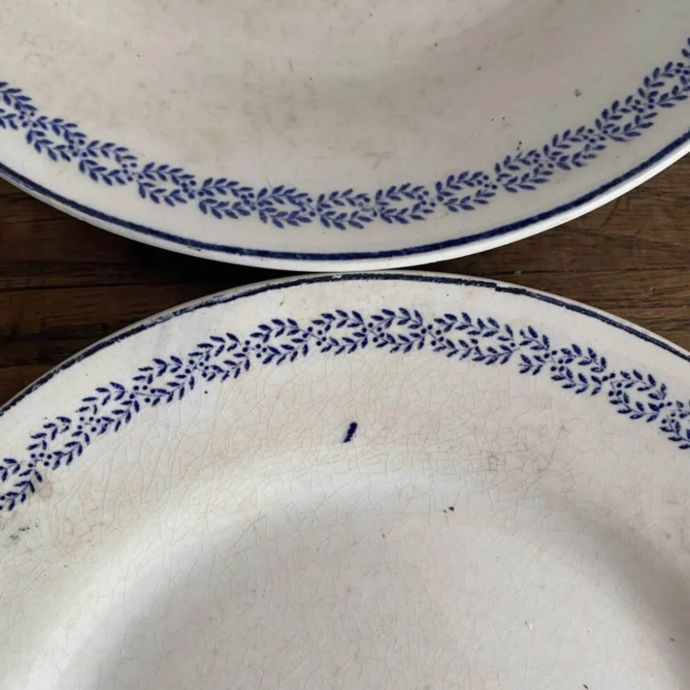 Assiettes à dessert en terre d efer Creil et Montereau service Reuil