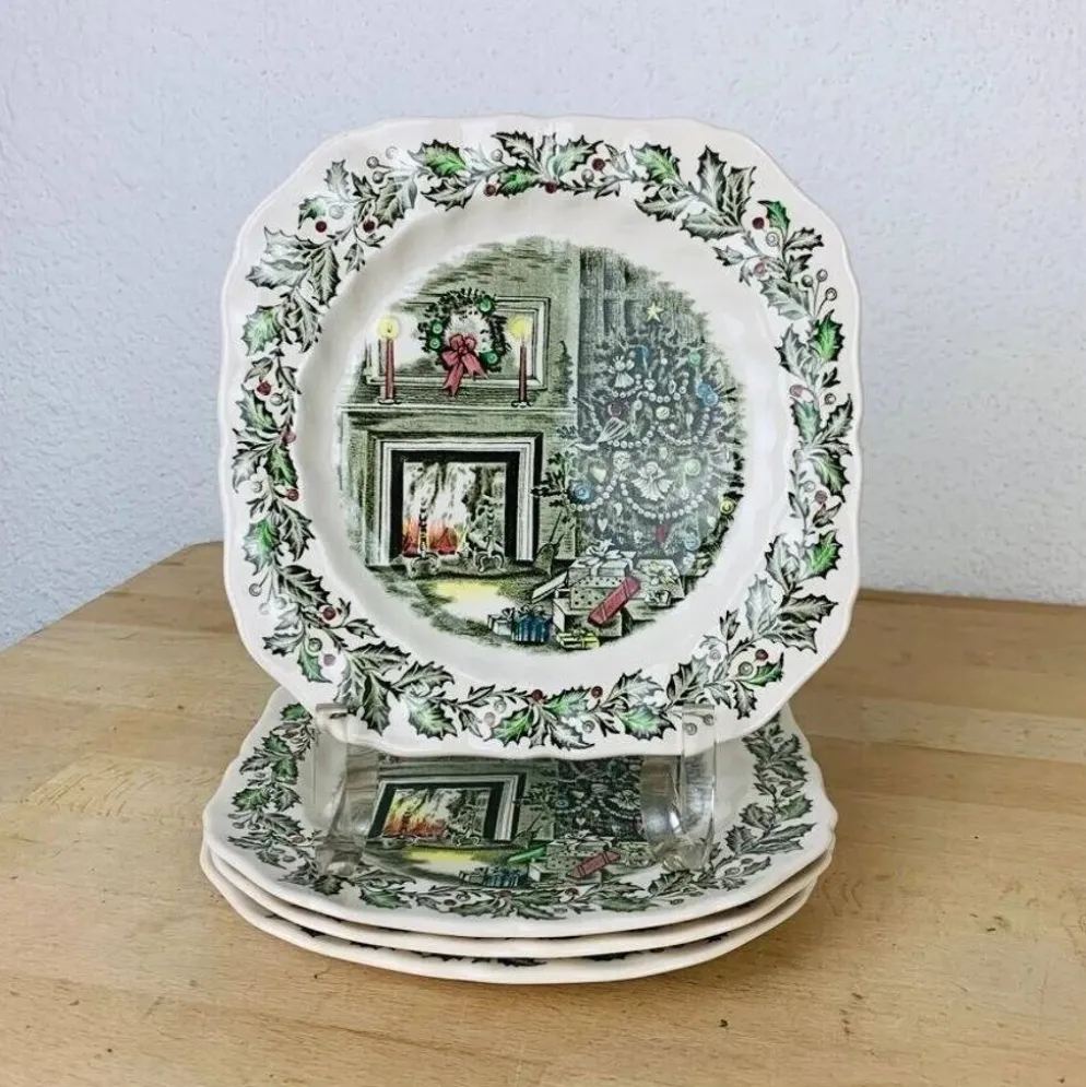 4 assiettes à dessert et tasses Merry Christmas Johnson Bros