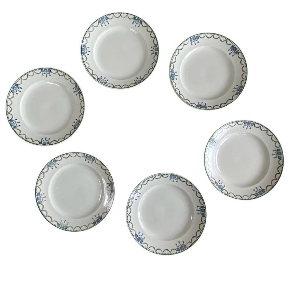 6 assiettes dessert faïence ancienne Saint Amandinoise