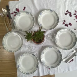 6 assiettes dessert faïence ancienne Saint Amandinoise