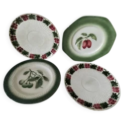 4 assiettes à dessert fruits d’été vintage